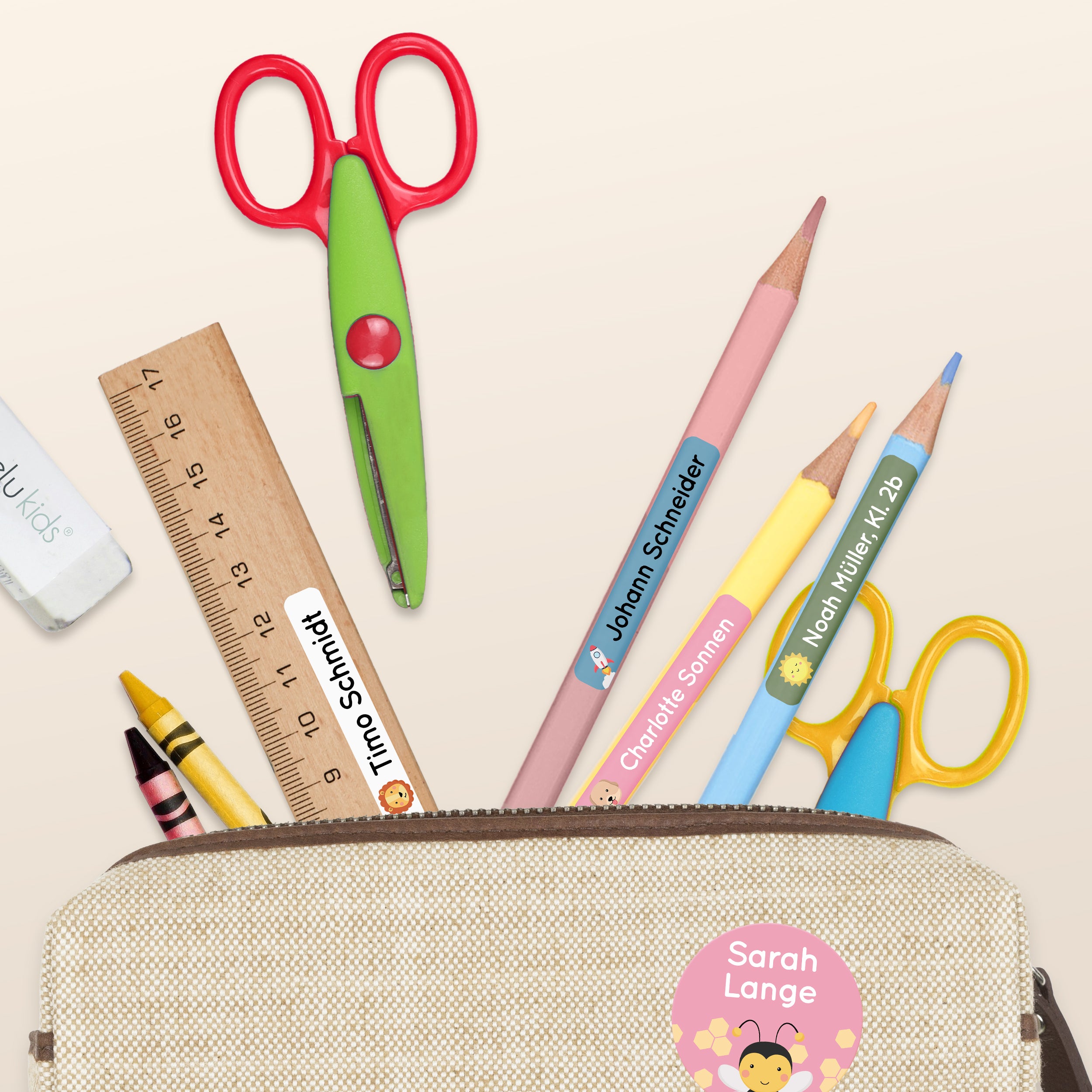 Klebekerlchen Namensaufkleber - 175 Stück Personalisierbare Etiketten Für Schule & Kita