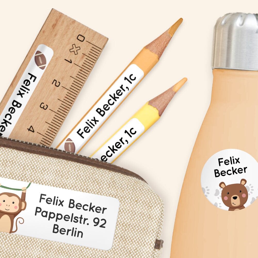 Klebeetiketten Schul - Set mit 3 Aufkleber - Größen - melu kids